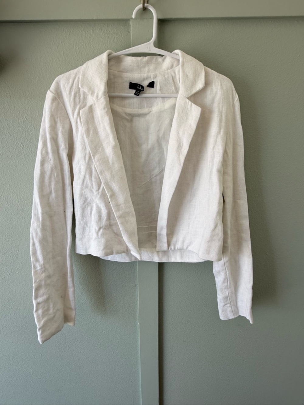 Lulu's White Cropped Linen Blazer